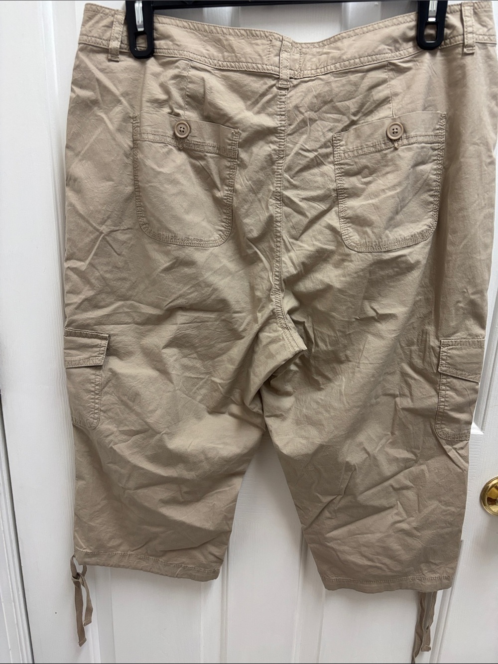 St. John's Bay Tan Cargo Capris with Utility Pockets - Picture 3 of 3